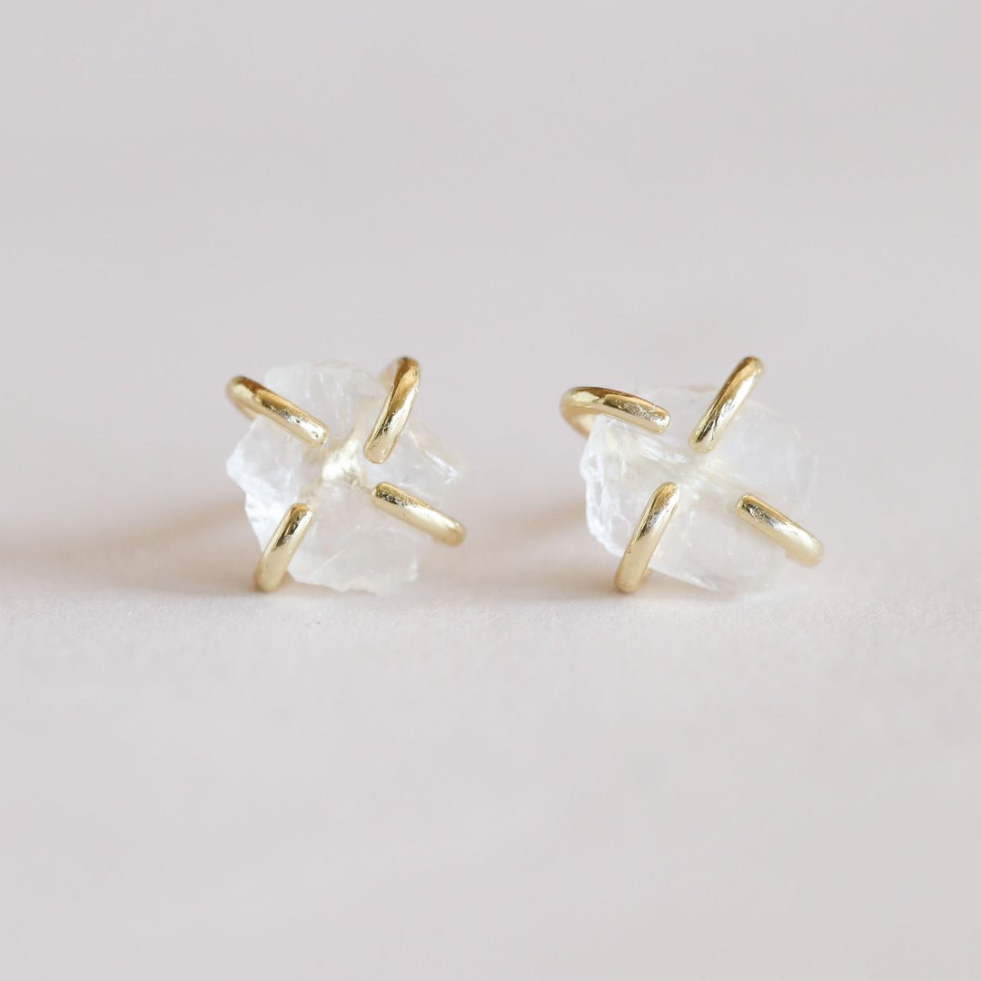 Gemstone Crystal Stud Prong Earrings - Confía Collective