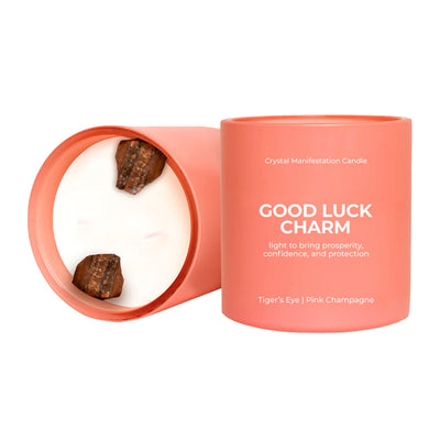 Get lucky when you light this 2-wick pink champagne scented candle as a good luck charm. 