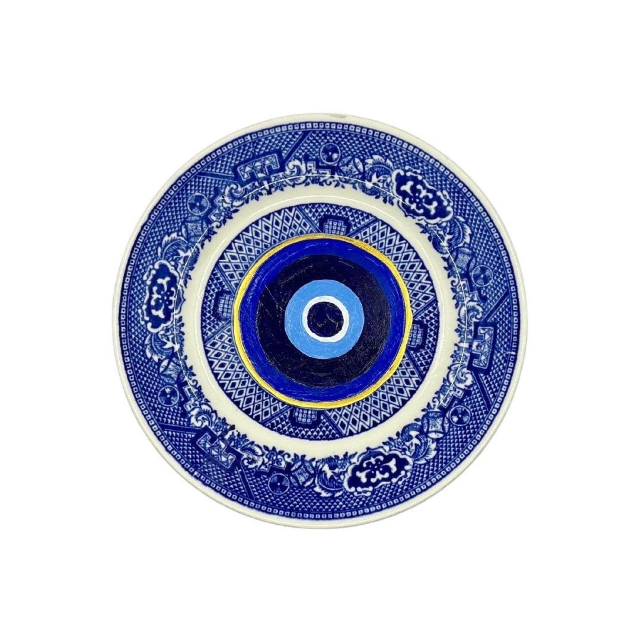 Handpainted Evil Eye on Antique Plate - Confía Collective
