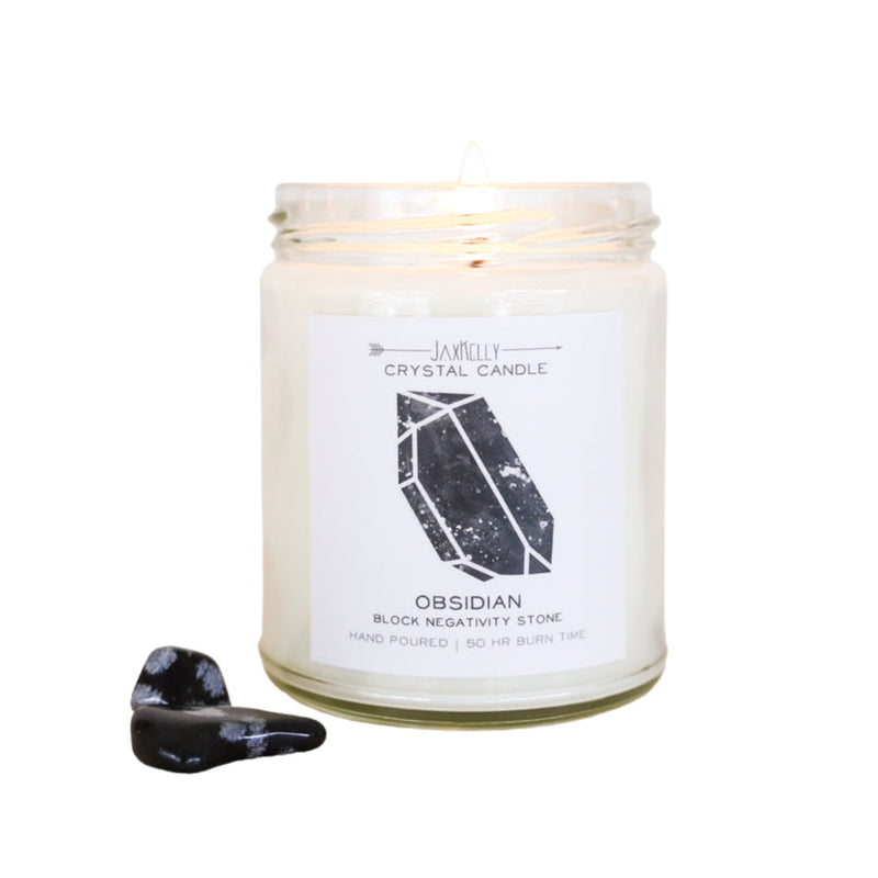 Obsidian Crystal Candle
