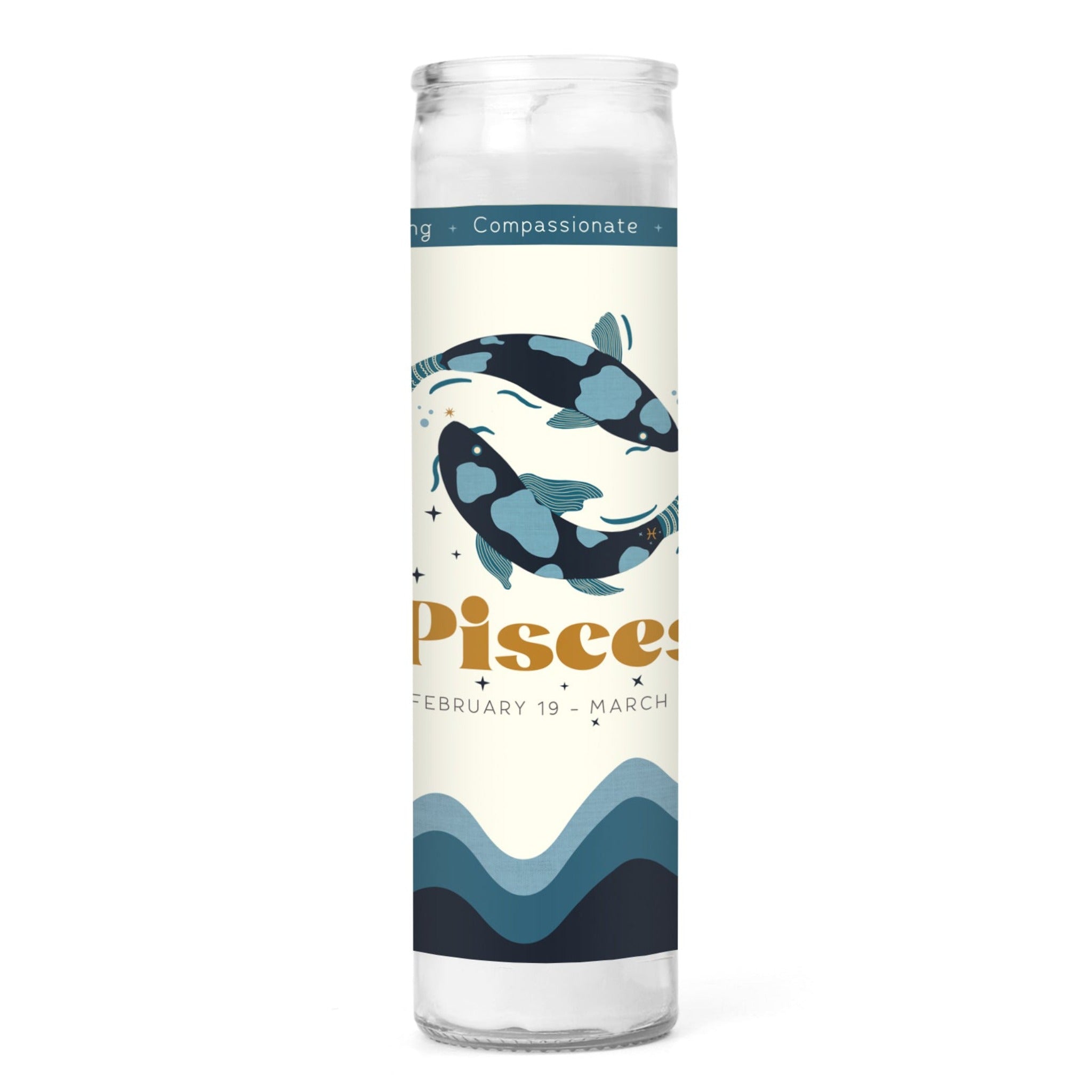 Pisces Zodiac Prayer Candle - Confía Collective