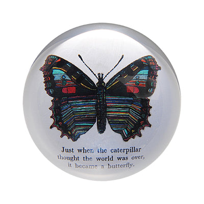  “Just when the caterpillar thought the world was over, it became a butterfly”.  Colorful butterfly paperweight perfect for life’s big changes and small accomplishments, this paperweight is an inspirational reminder to all.