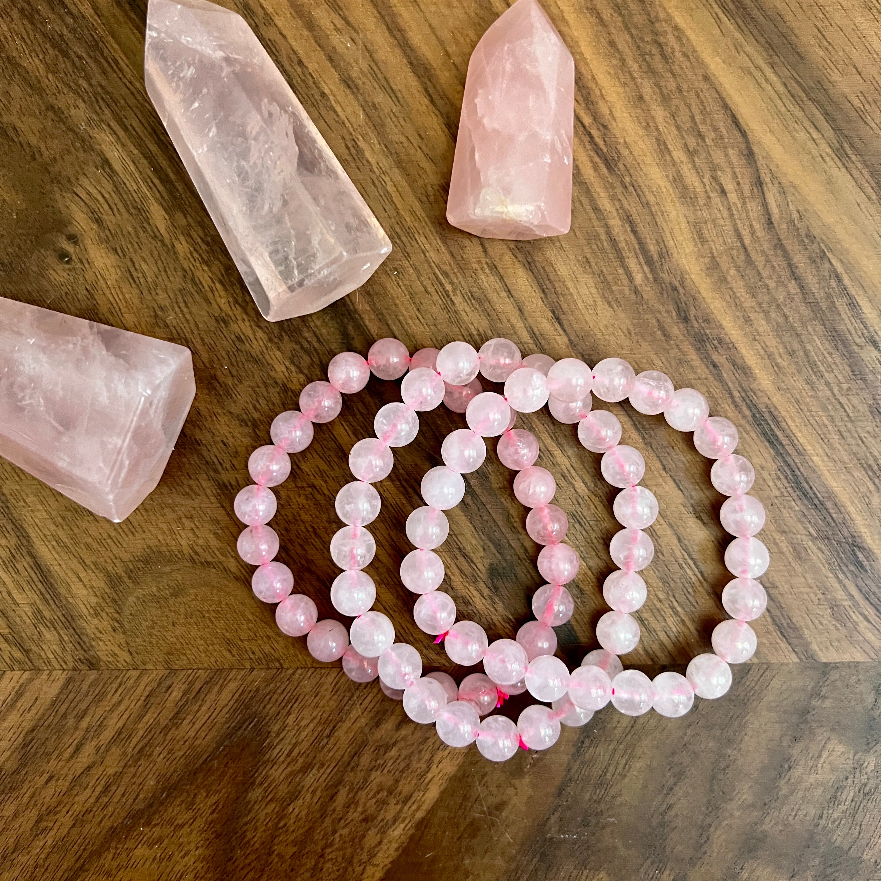 Rose Quartz Crystal 8mm Bead Bracelet - Confía Collective