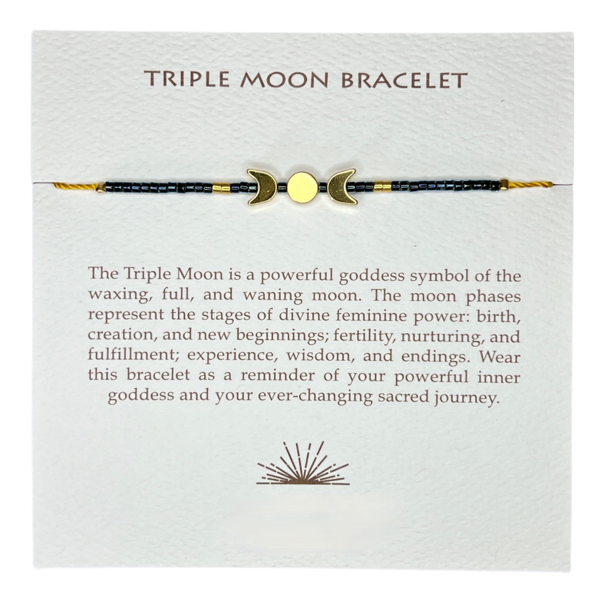 Triple Moon Beaded Gemstone Adjustable Bracelet - Confía Collective