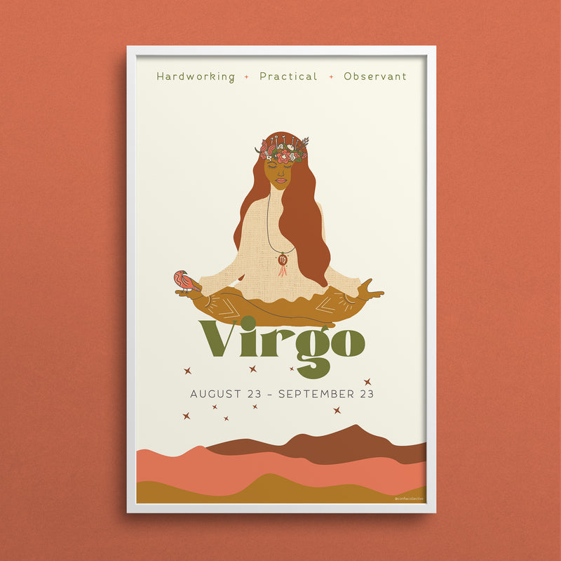 Celebrate all that grounded Virgo is: hardworking, practical, and observant.  Our high quality custom zodiac poster, created just for Confia Collective, makes a thoughtful gift.